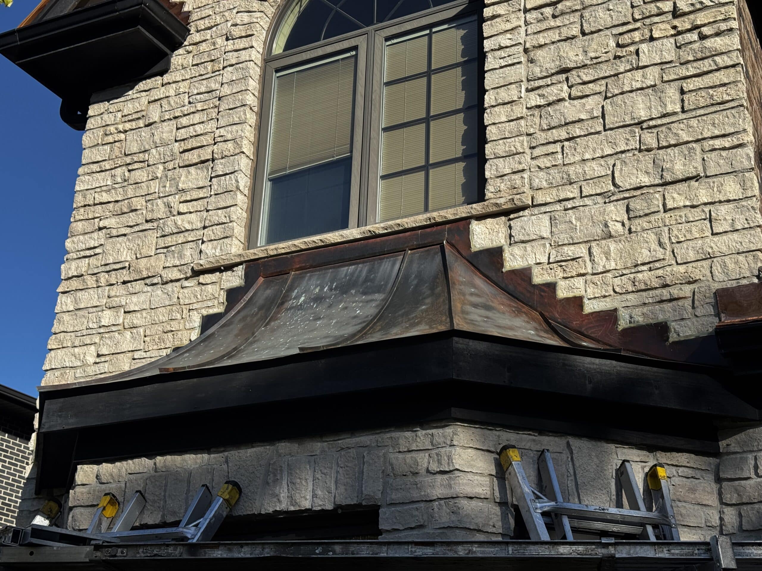 Custom Copper and Metal Roof Panels for Bay Windows